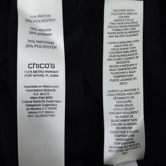 Chicos Pullover Sweater Womens Size 1 US 8 Cowl Neck Top Long Sleeve Black - Picture 12 of 12